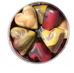 Chocolade Bonbon hartjes in koker