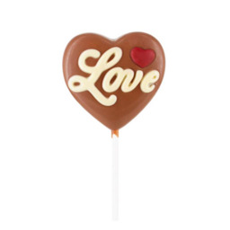 Chocolade lolly "love" in hartvorm
